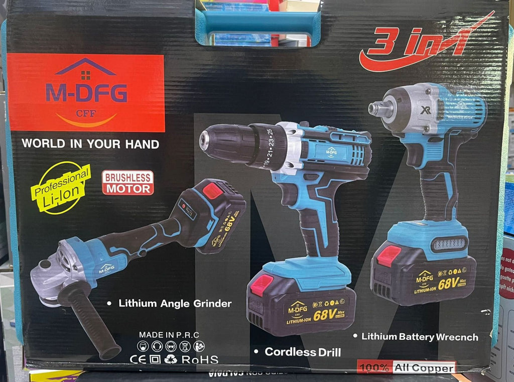 Kit Fai da Te Professionale 3 in 1: Trapano, Avvitatore Smerigliatrice