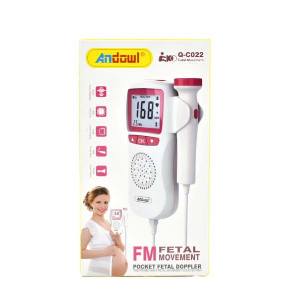 Monitor cardiaco movimento fetale doppler gravidanza tascabile q-c022 a batteria