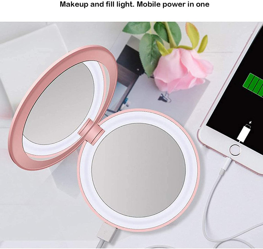 Specchio per Il Trucco Compatto con Luce a LED