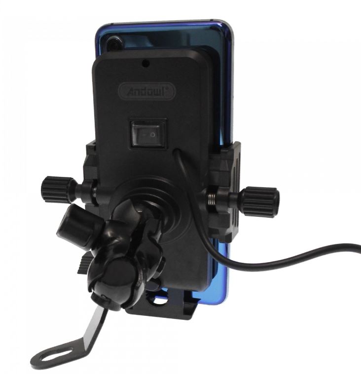 Supporto Smartphone per Moto con Presa USB – Rotazione 360° e Ricarica Integrata
