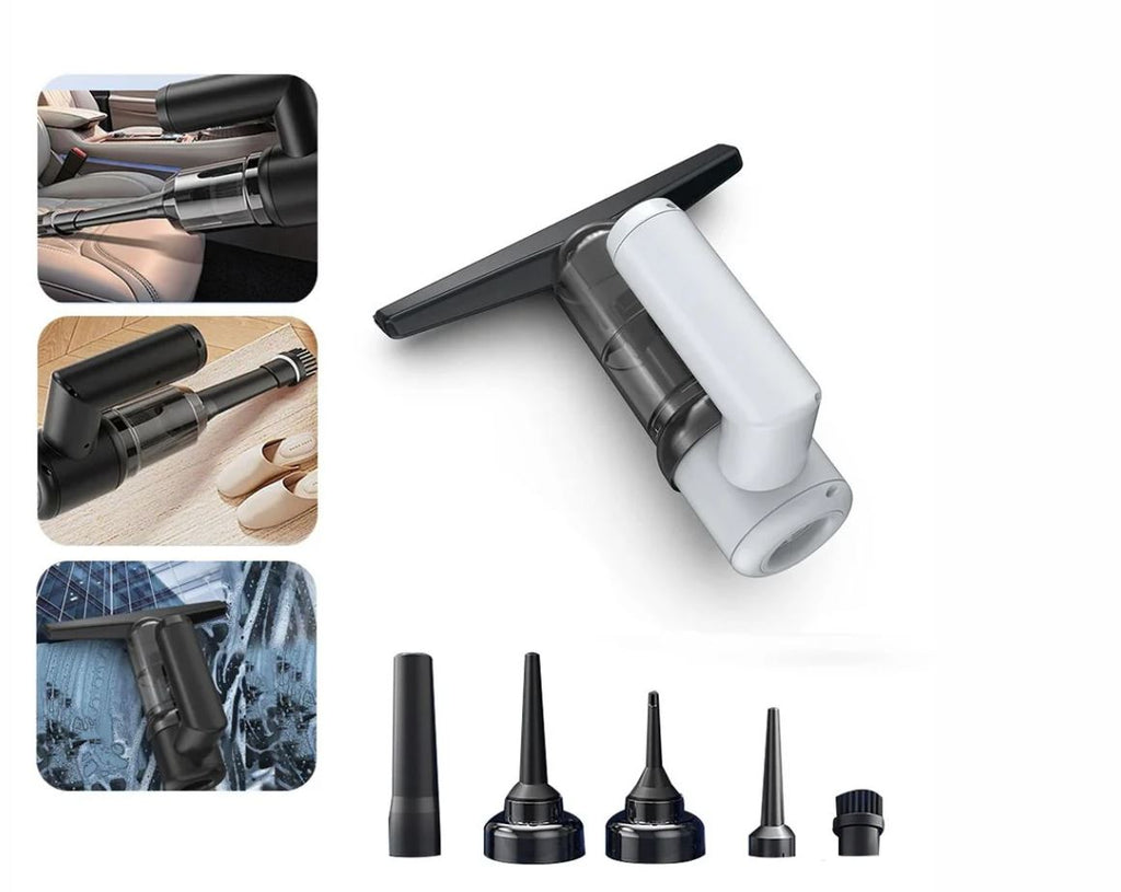 Aspirapolvere Portatile 5 in 1 Wireless Telescopico 5000Pa – Lavavetri, Raschietto, Striscia e Aspirapolvere per Auto e Superfici