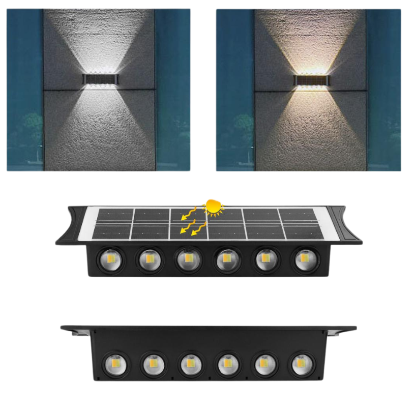 Lampada Solare da Parete con 12 LED, Luce Bianca Fredda, Ideale per Giardino