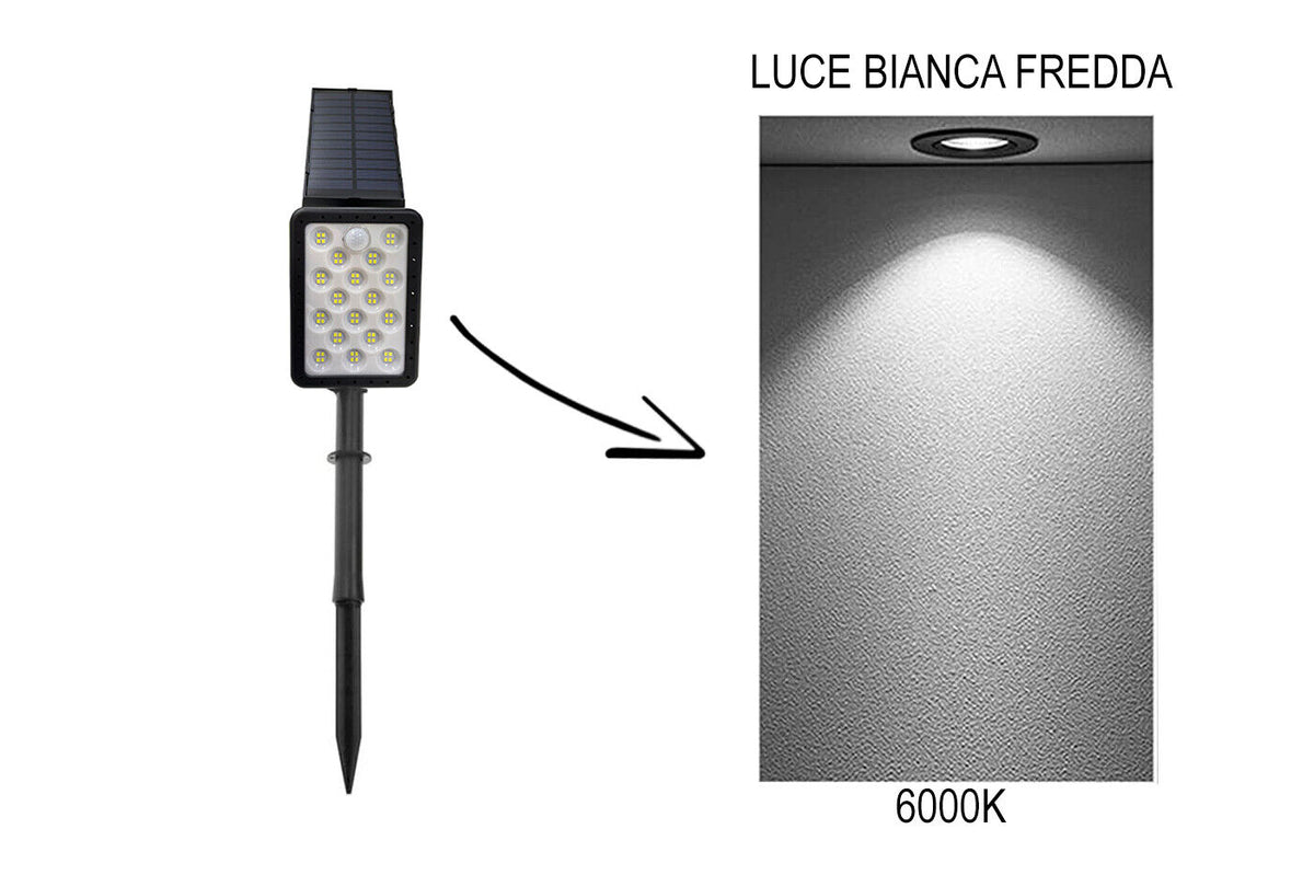 Picchetto Giardino Solare Lampada Esterna Led Applique Luce Fredda TE-B0388