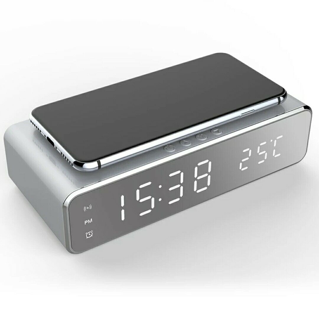 Radio sveglia ricarica rapida Wireless USB Digital LED scrivania sveglia