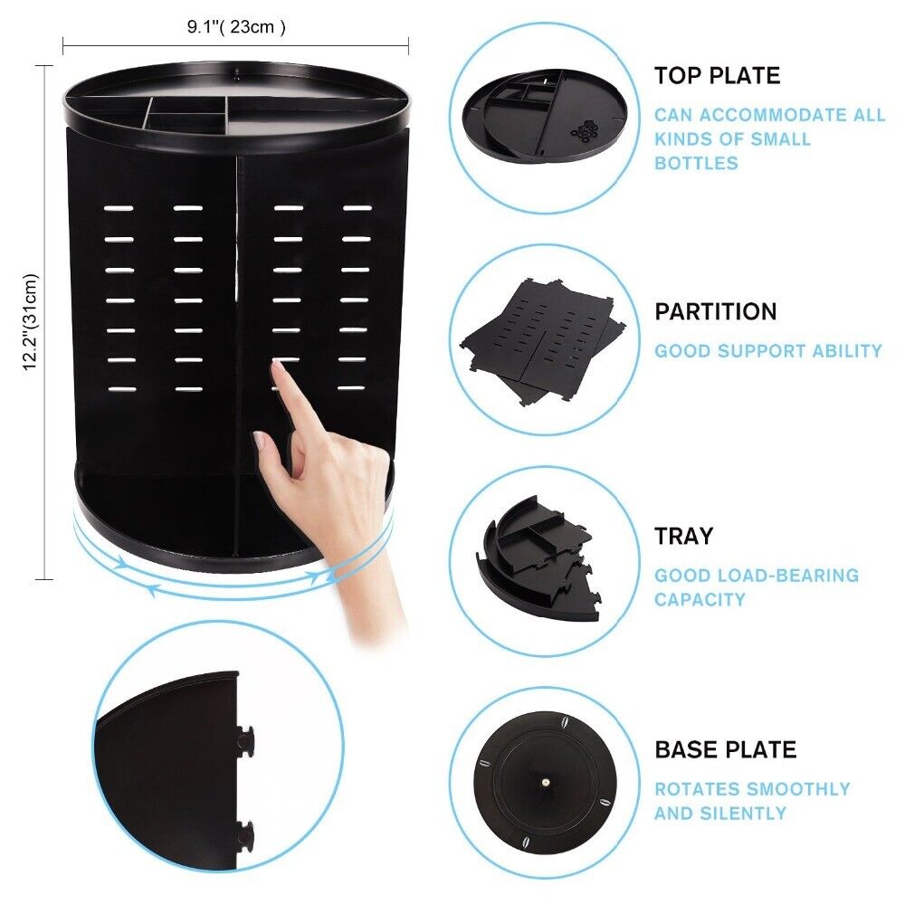 Organizer porta trucchi rotante 360 diversi ripiani 7 livelli regolabili make up