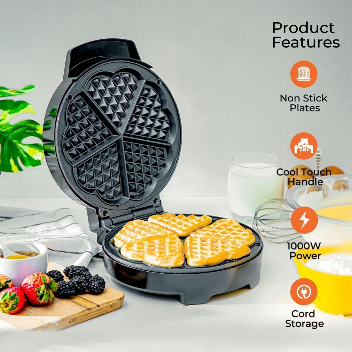 Piastra elettrica macchina waffle maker a forma di cuore 1000w griglia piastre antiaderenti