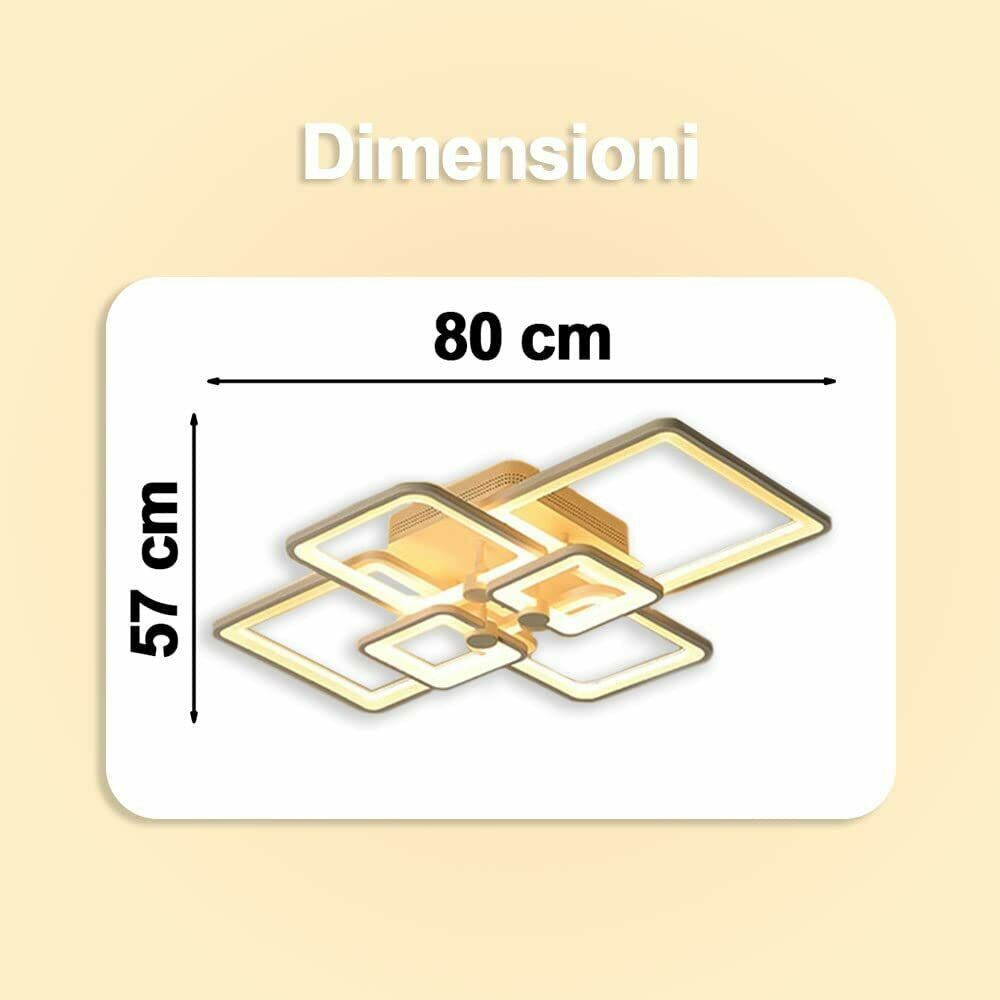 Lampadario moderno LED bianco 6 quadri  C26-BN plafoniera da soffitto con quadrati