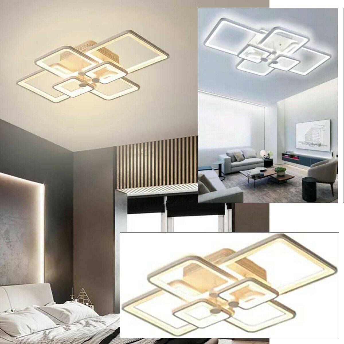 Lampadario moderno LED bianco 6 quadri  C26-BN plafoniera da soffitto con quadrati