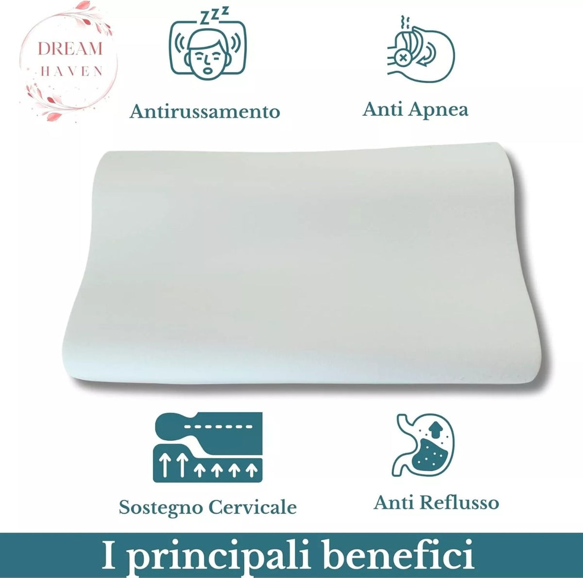 Cuscino Cervicale per Dormire Ortopedico, Guanciale Memory Foam Antirussamento