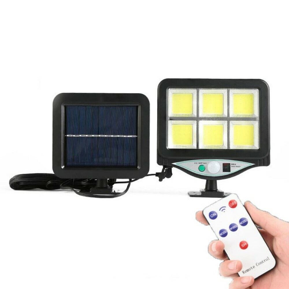 Faro solare led con pannello faretto sensore di movimento 128 led cob bk-128-6