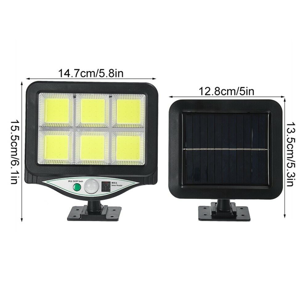Faro solare led con pannello faretto sensore di movimento 128 led cob bk-128-6