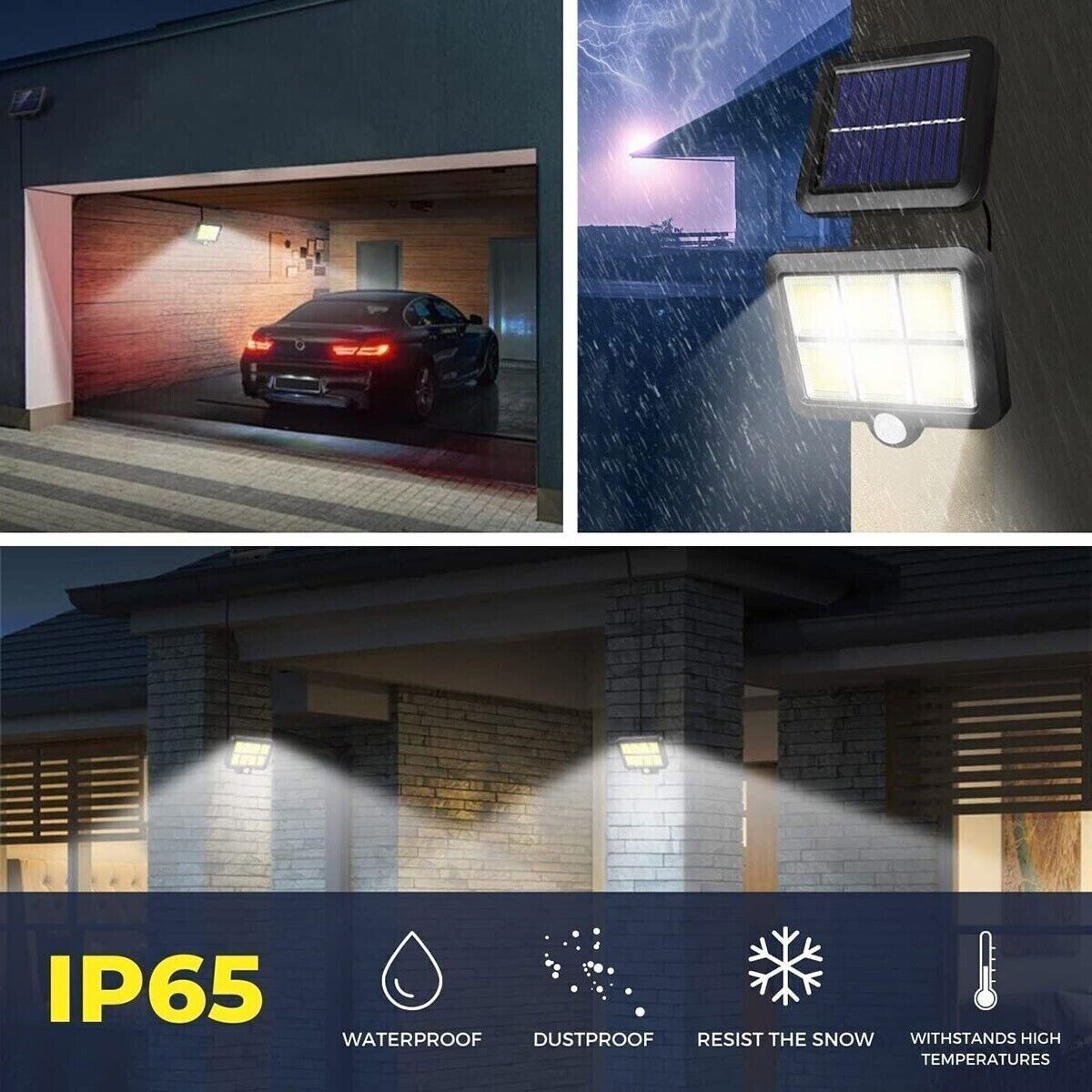 Faro solare led con pannello faretto sensore di movimento 128 led cob bk-128-6