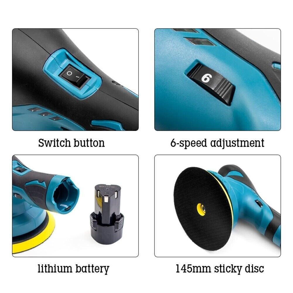 Lucidatrice rotorbitale con singola batteria 12v 6 velocità levigatrice per auto