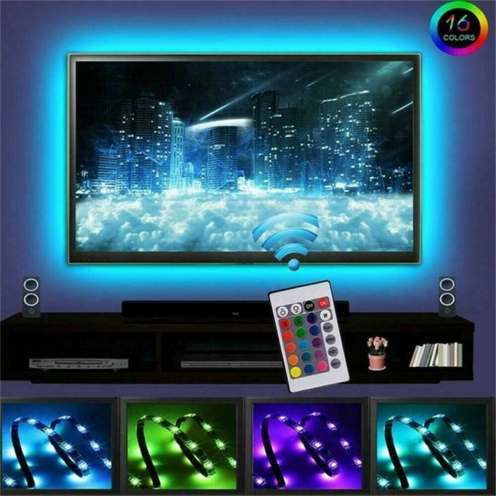 Kit Tv Striscia Strip Led Usb Rgb 5V Per Retroilluminazione 2Mt 3 Mt 5Mt