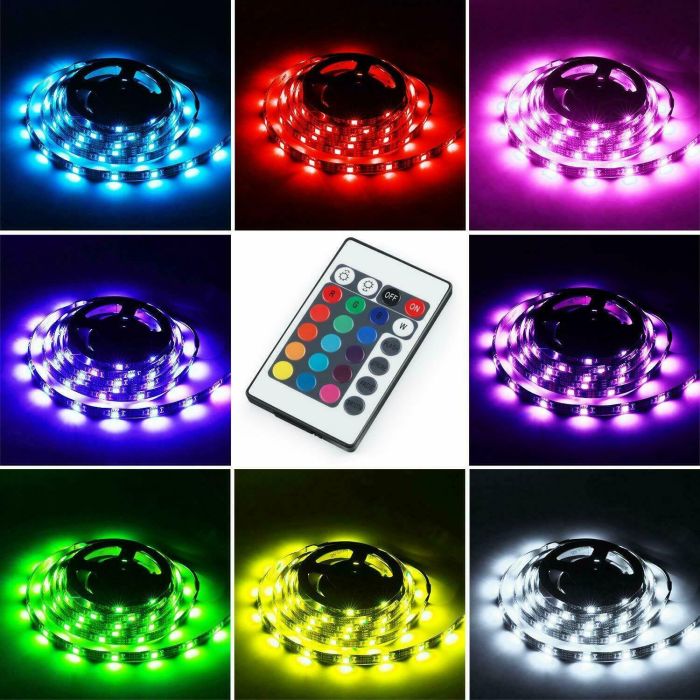 Kit Tv Striscia Strip Led Usb Rgb 5V Per Retroilluminazione 2Mt 3 Mt 5Mt