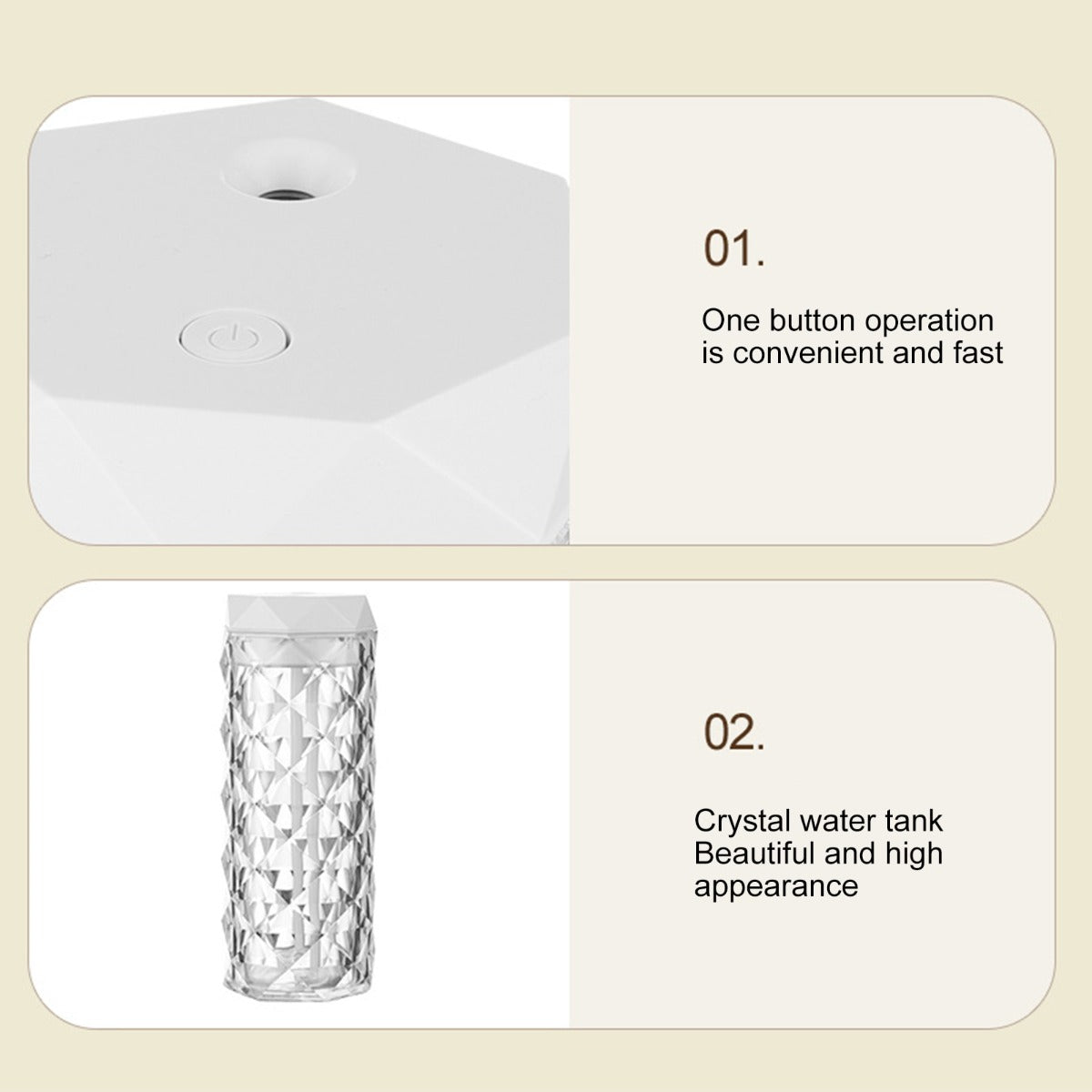 Lampada di cristallo dimmer da tavolo e diffusore di aromi 900ml