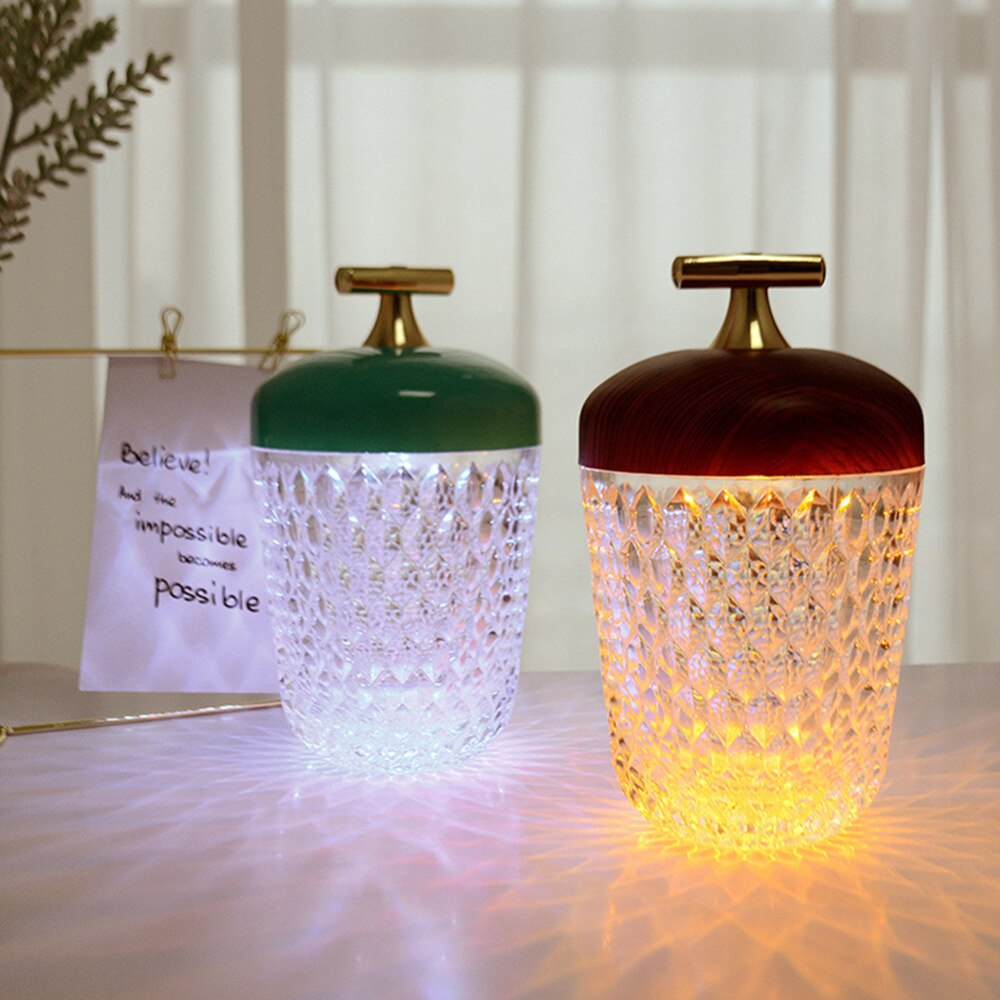 Luce notturna con diamanti in cristallo lampada da comodino per camera da letto portatile creativa
