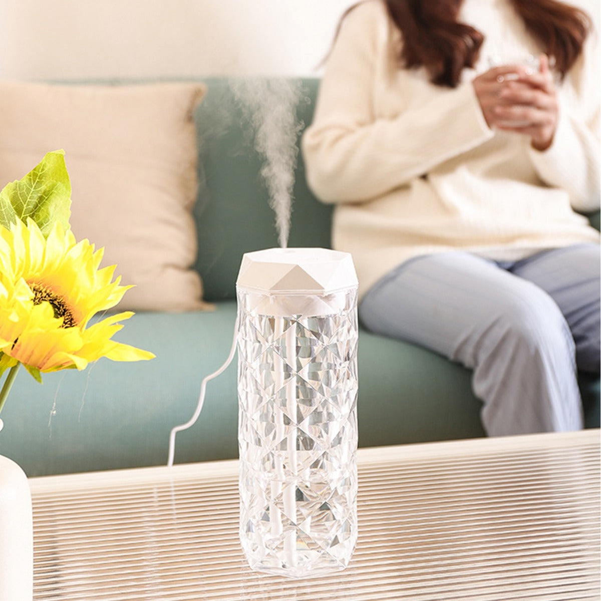 Lampada di cristallo dimmer da tavolo e diffusore di aromi 900ml