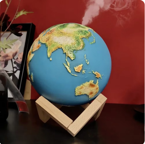 Lampada Globo 3D Touch - Terra con Base in Legno e Ricarica USB 16 colori con telecomando