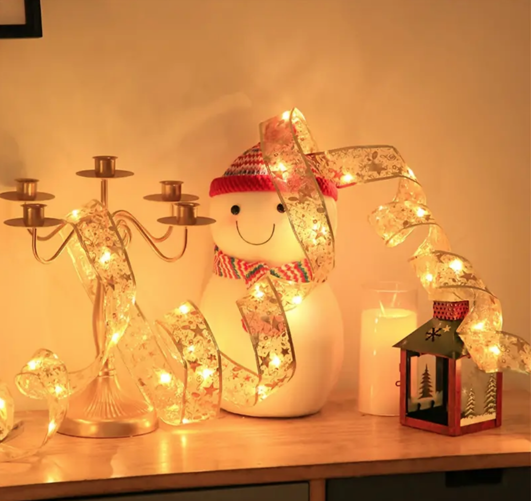 Nastro di Natale Luminoso con Luci LED - Decorazione Natalizia ORO 5 metri