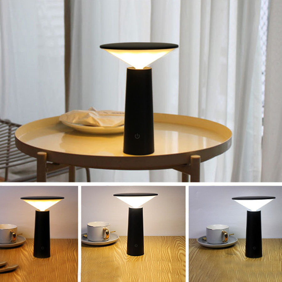 Lampada da tavolo da esterno moderna bianca 36LED USB, Lampada Ricaricabile con 180° Girevole 3 Colori
