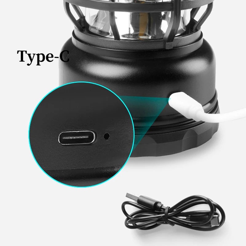 Lampada portatile luce calda regolabile cob led lanterna tocrcia campeggio