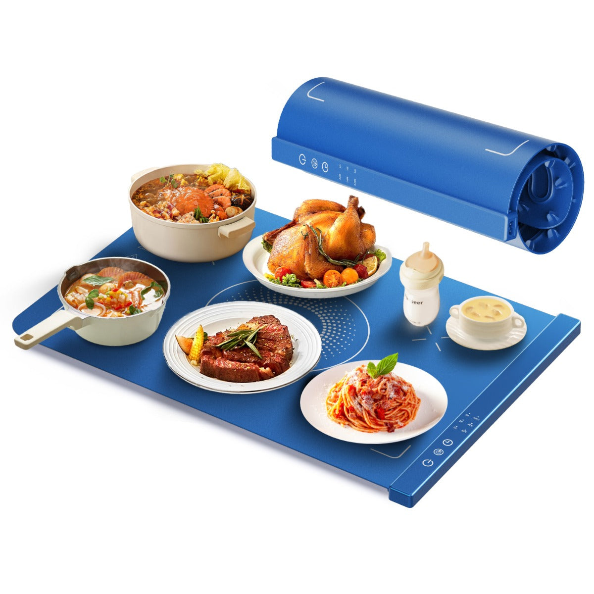 Scaldavivande Elettrico Portatile in Silicone 60×44 cm | Tappetino Riscaldante Pieghevole, 3 Livelli di Temperatura