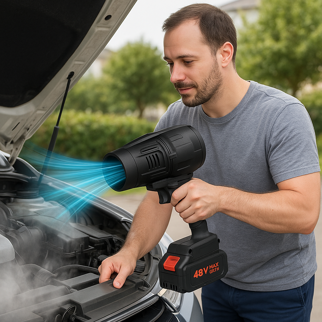 Soffiatore Senza Fili con Doppia Batteria 48V o 88V Turbo Ventola Portatile, Valigetta Inclusa