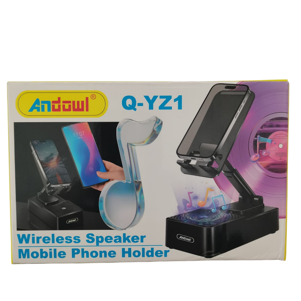 Supporto Portatile Regolabile per Cellulare con Altoparlante Wireless – Rotazione 360°