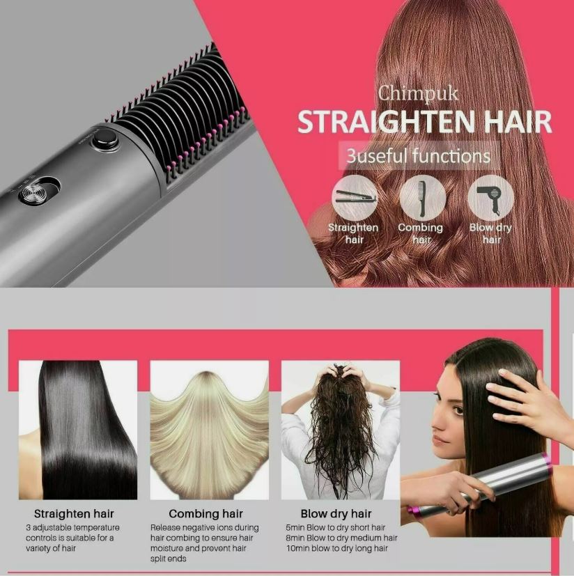 Spazzola Elettrica Lisciante 4in1 Chignon Piastra per Capelli Volumizzante