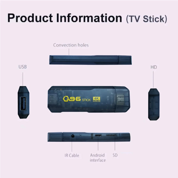 Tv stick 4k ultra hd con telecomando lettore multimediale 16gb+256gb androidtv
