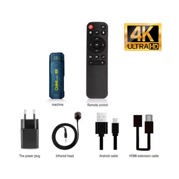 Tv stick 4k ultra hd con telecomando lettore multimediale 16gb+256gb androidtv