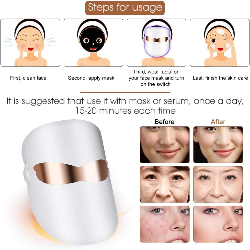 Maschera per terapia della luce del viso con USB a uso domestico