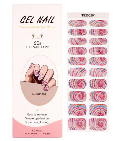 20 Strisce di Adesivi per Smalto in Gel Semipolimerizzato mix fucsia