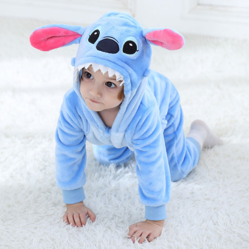 Costume da Animale per Bimbi 100 cm - Baby Stitch in Flanella Morbida, Calda e Confortevole