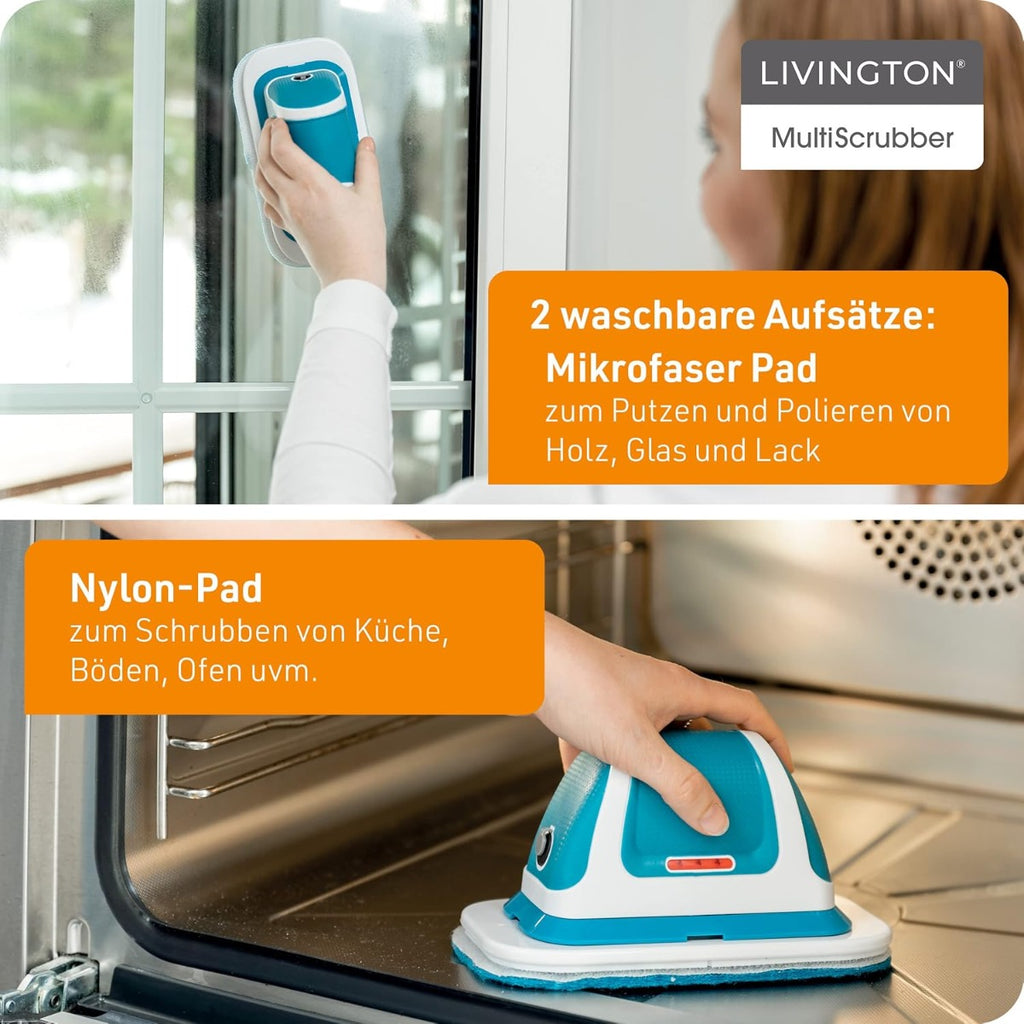 Livington MultiScrubber – Lavapavimenti Elettrico Ricaricabile 2 in 1 per Pulire, Strofinare e Lucidare Senza Fatica