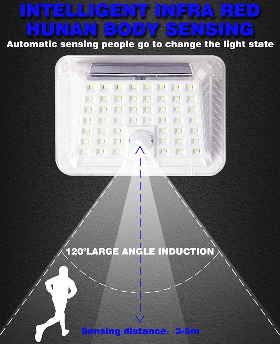 Luci solari per esterni Wireless LED Sensore di movimento solare Luci 3 modalita Illuminazione grandangolare 120 °  Impermeabile,