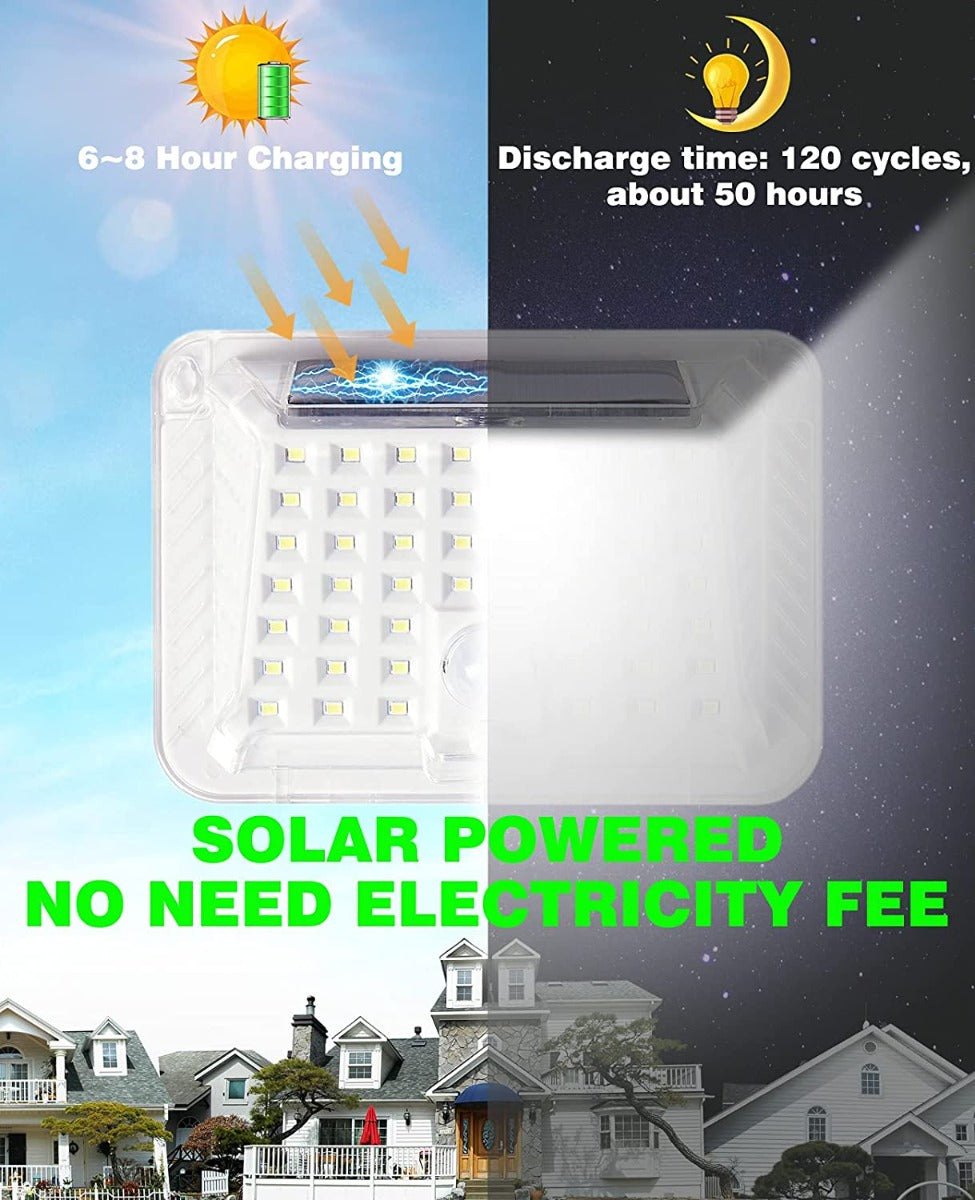 Luci solari per esterni Wireless LED Sensore di movimento solare Luci 3 modalita Illuminazione grandangolare 120 °  Impermeabile,